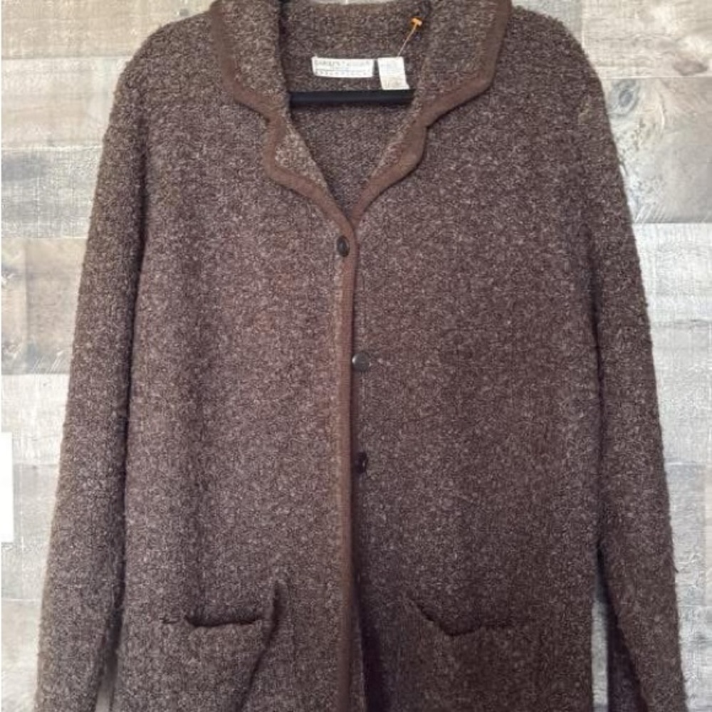 Brown Wool Cardigan with Pockets